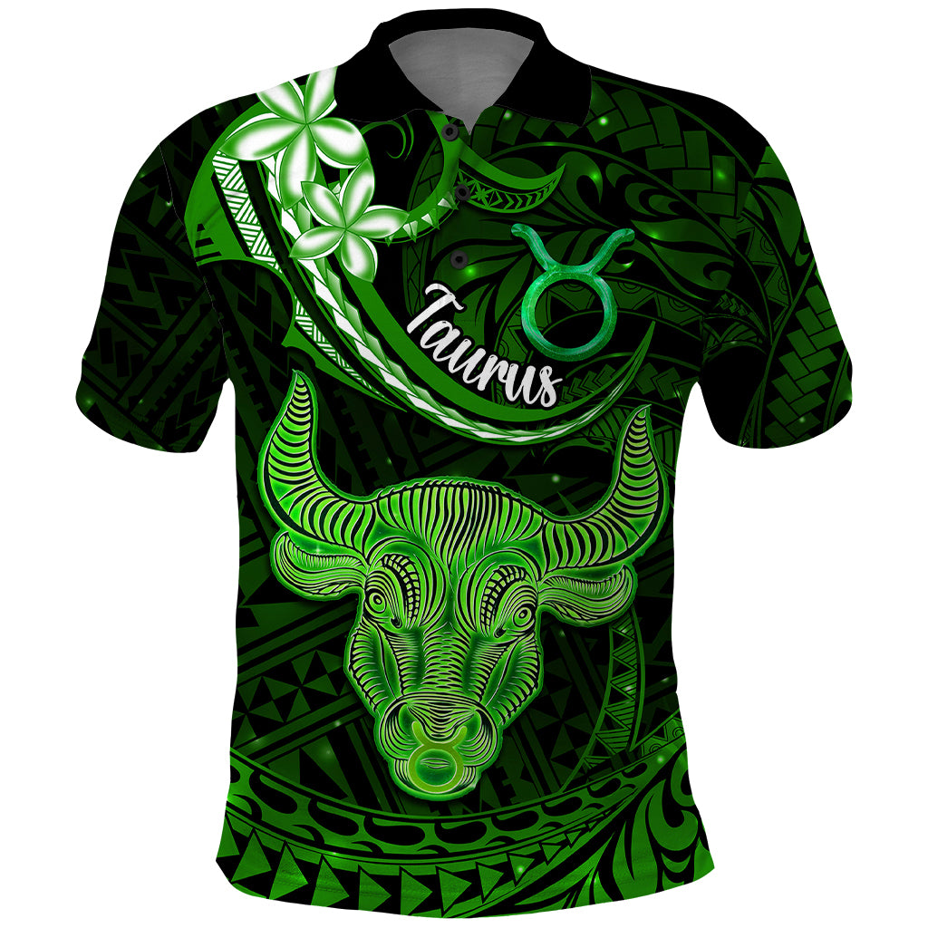 Polynesian Pride Taurus Zodiac Polo Shirt Astrological Sign Tribal Plumeria Green Galaxy LT14 Green - Polynesian Pride