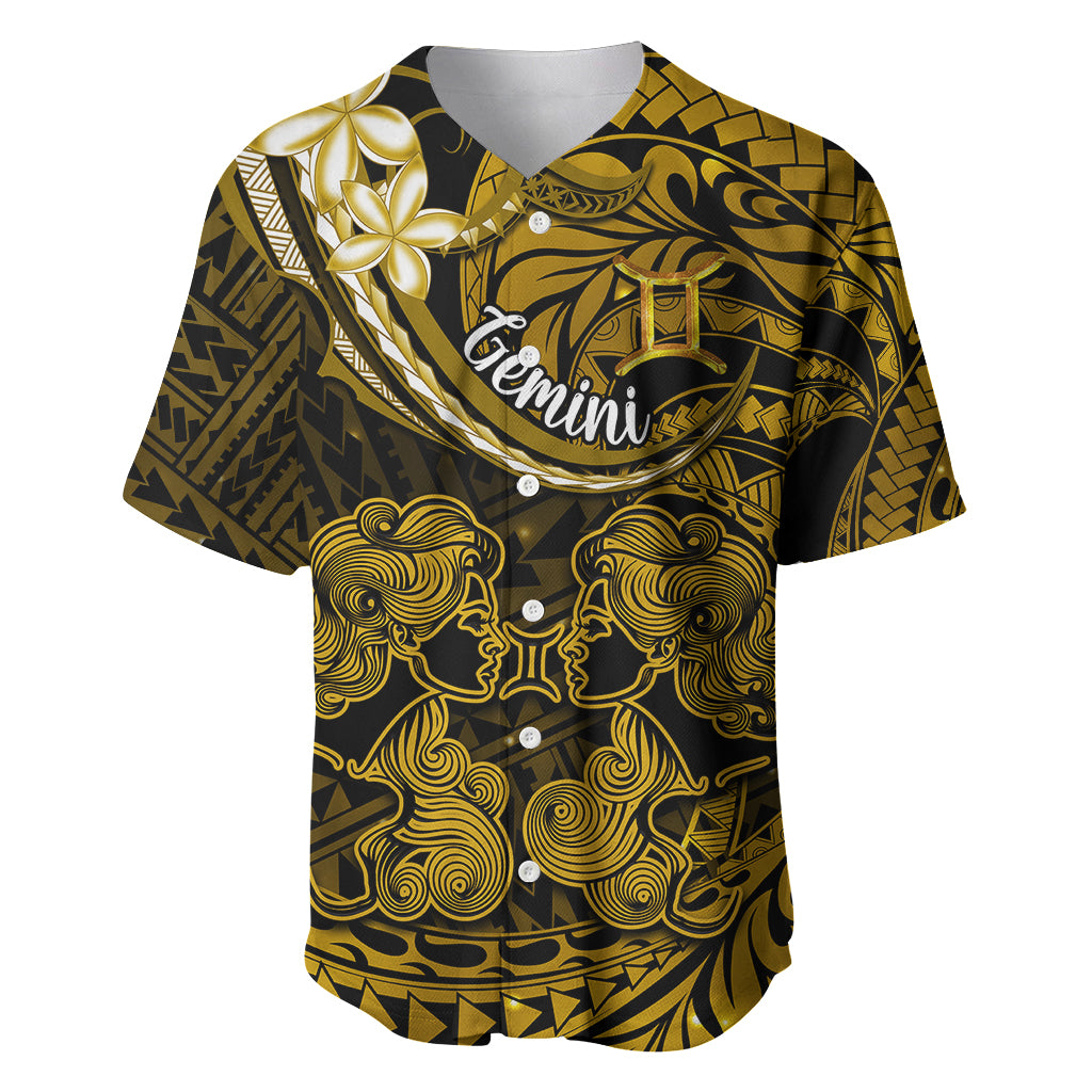 Polynesian Pride Gemini Zodiac Baseball Jersey Astrological Sign Tribal Plumeria Gold Galaxy LT14 Gold - Polynesian Pride