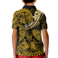 Polynesian Pride Gemini Zodiac Kid Polo Shirt Astrological Sign Tribal Plumeria Gold Galaxy LT14 - Polynesian Pride