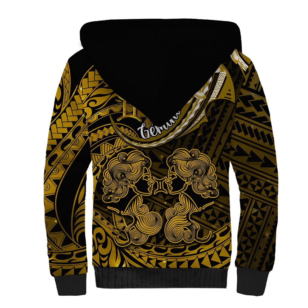 Polynesian Pride Gemini Zodiac Sherpa Hoodie Astrological Sign Tribal Plumeria Gold Galaxy LT14 - Polynesian Pride