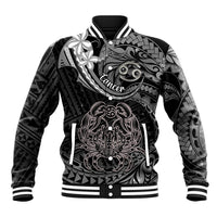 Polynesian Pride Cancer Zodiac Baseball Jacket Astrological Sign Tribal Plumeria Grey Galaxy LT14 Unisex Grey - Polynesian Pride