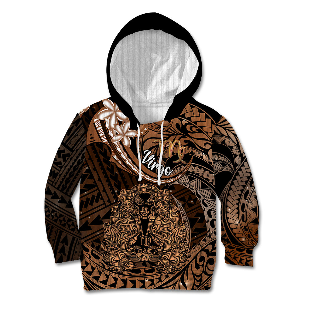 Polynesian Pride Virgo Zodiac Kid Hoodie Astrological Sign Tribal Plumeria Brown Galaxy LT14 Hoodie Brown - Polynesian Pride