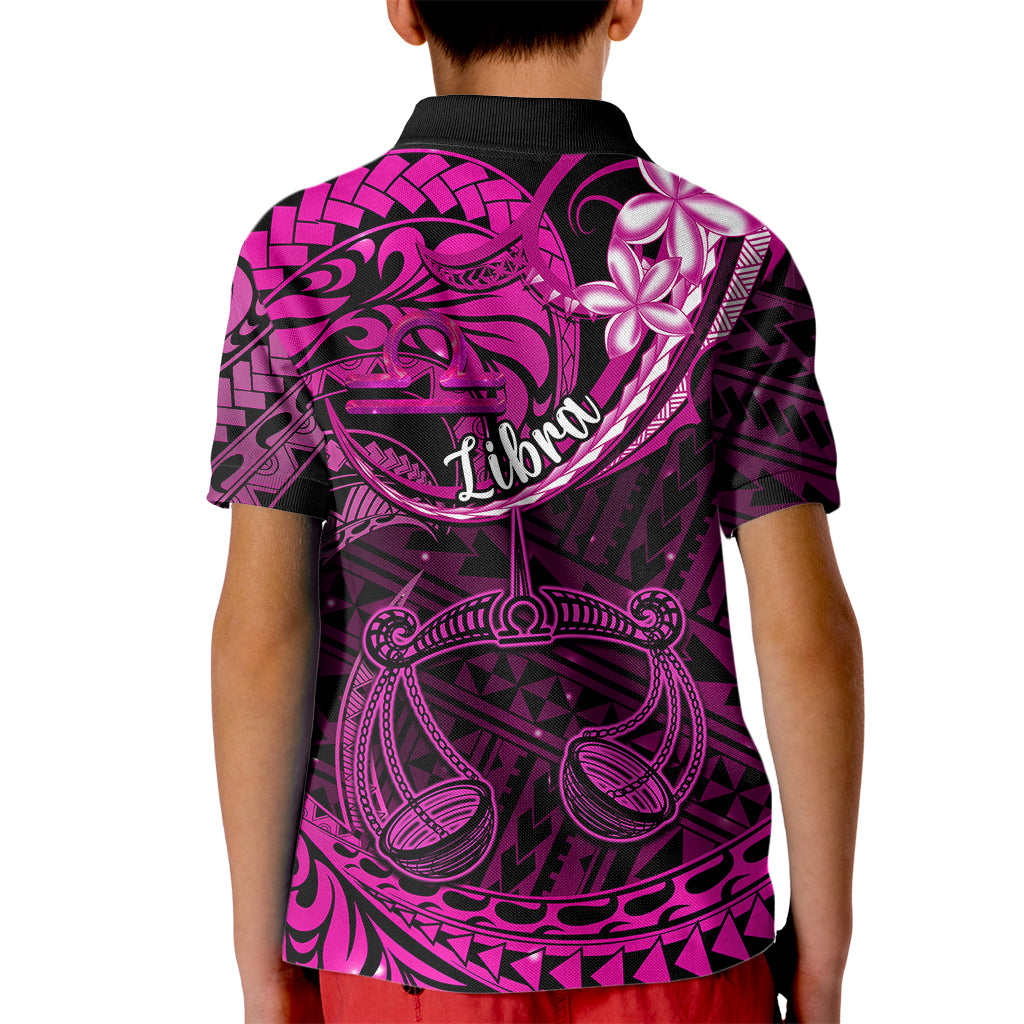Polynesian Pride Libra Zodiac Kid Polo Shirt Astrological Sign Tribal Plumeria Pink Galaxy LT14 - Polynesian Pride