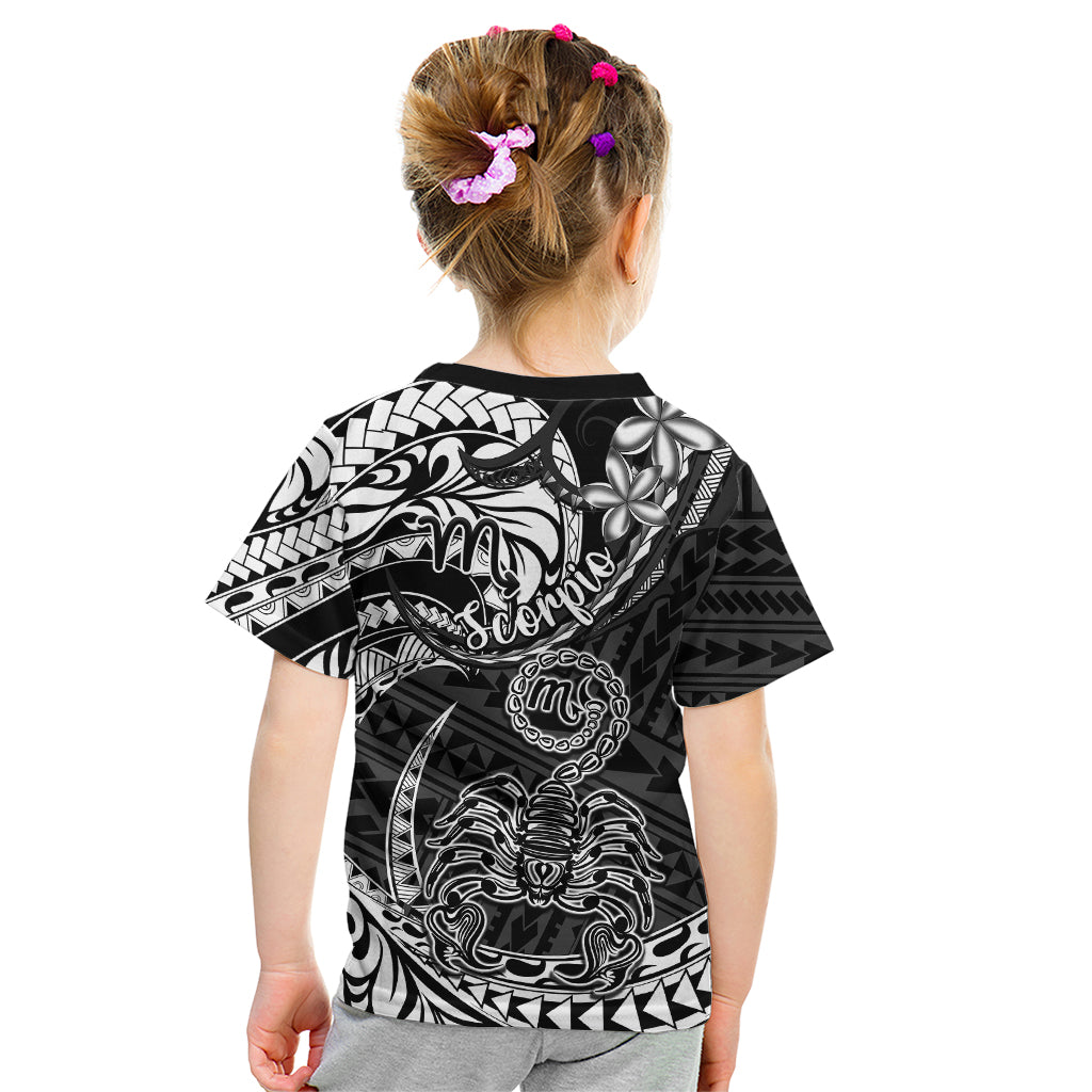 Polynesian Pride Scorpio Zodiac Kid T Shirt Astrological Sign Tribal Plumeria Black LT14 - Polynesian Pride