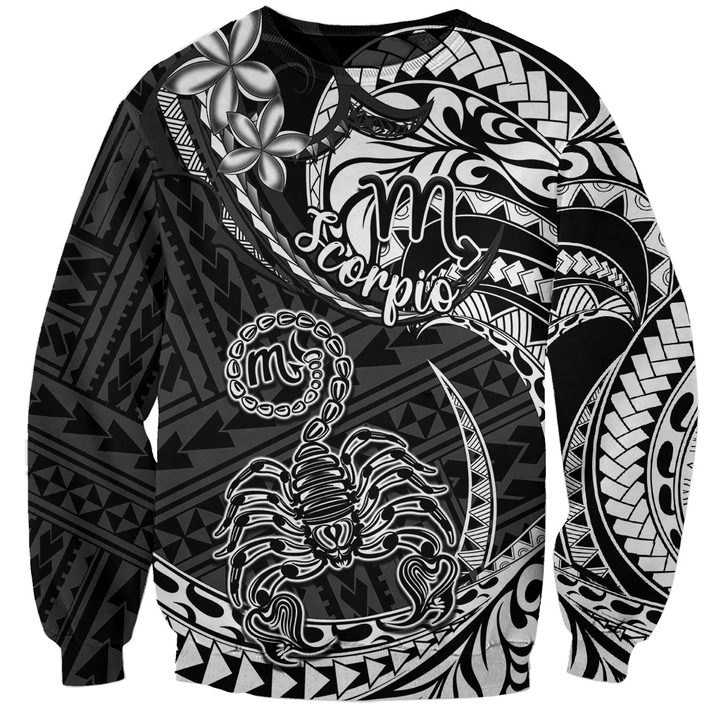 Polynesian Pride Scorpio Zodiac Sweatshirt Astrological Sign Tribal Plumeria Black LT14 Unisex Black - Polynesian Pride