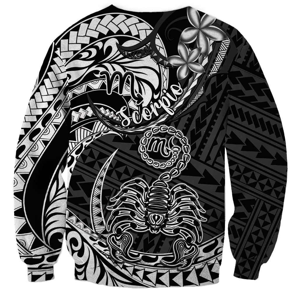 Polynesian Pride Scorpio Zodiac Sweatshirt Astrological Sign Tribal Plumeria Black LT14 - Polynesian Pride