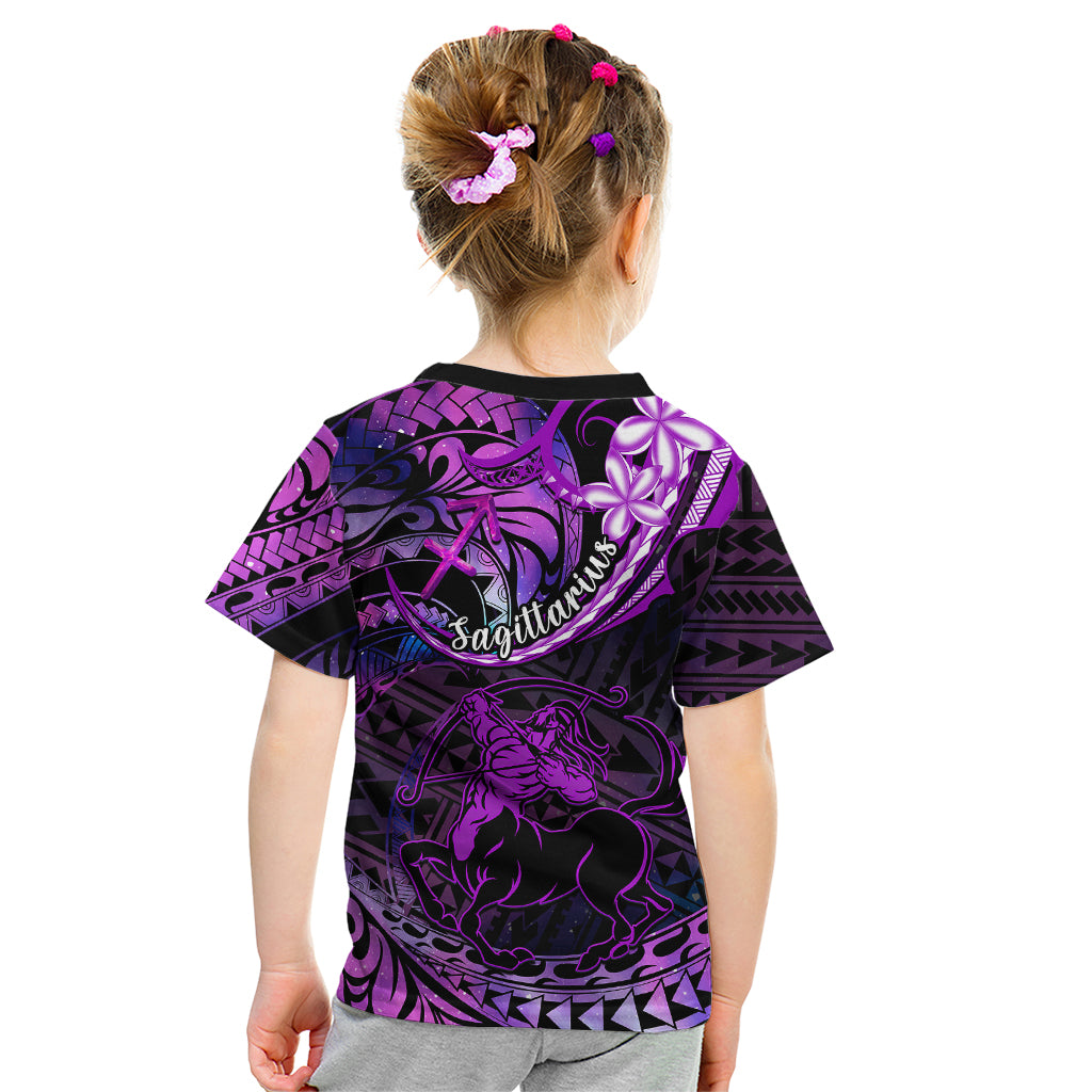 Polynesian Pride Sagittarius Zodiac Kid T Shirt Astrological Sign Tribal Plumeria Purple Galaxy LT14 - Polynesian Pride