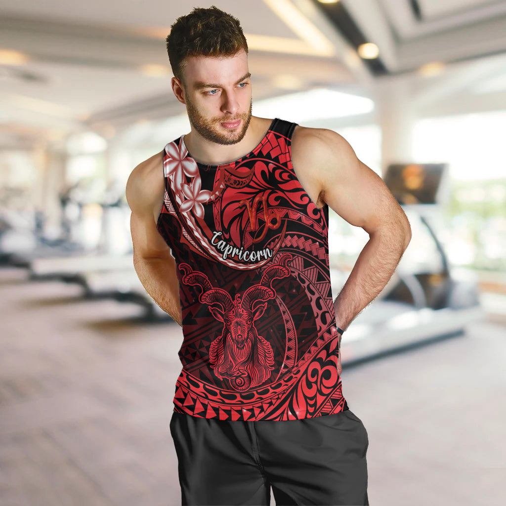 Polynesian Pride Capricorn Zodiac Men Tank Top Astrological Sign Tribal Plumeria Red Galaxy LT14 - Polynesian Pride