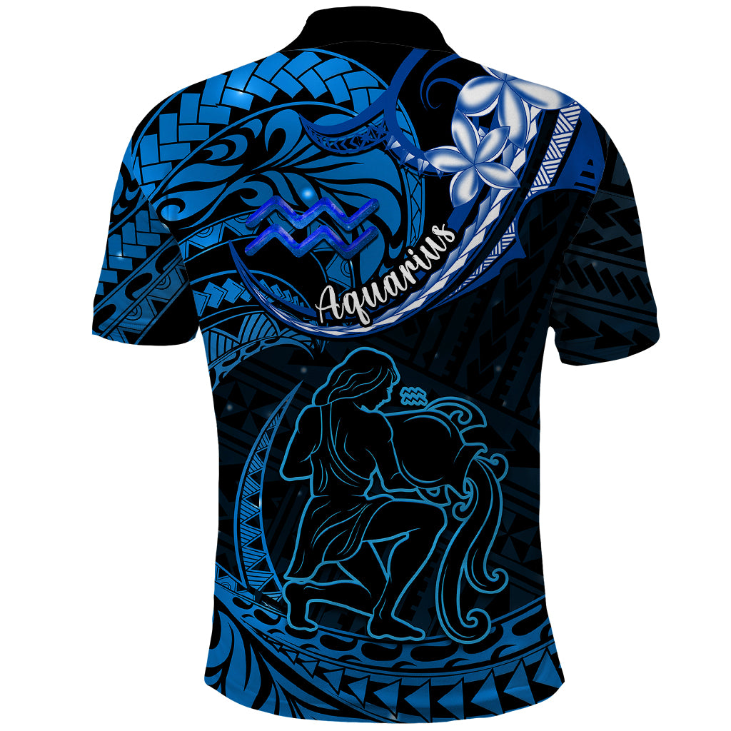 Polynesian Pride Aquarius Zodiac Polo Shirt Astrological Sign Tribal Plumeria Blue Galaxy LT14 - Polynesian Pride