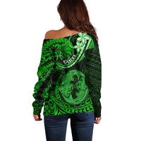 Polynesian Pride Pisces Zodiac Off Shoulder Sweater Astrological Sign Tribal Plumeria Green Galaxy LT14 - Polynesian Pride
