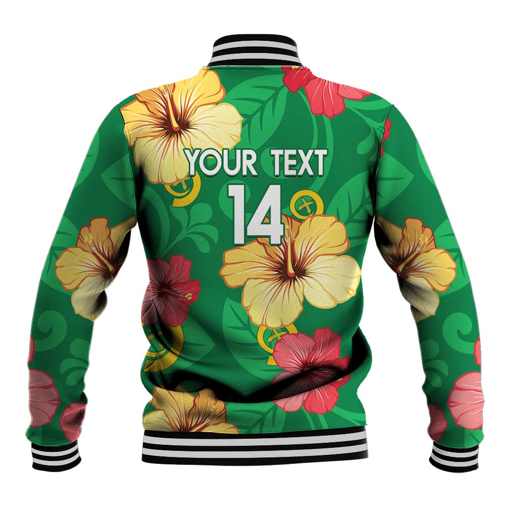 Custom Vanuatu Cricket Baseball Jacket 2024 Tropical Flowers Version LT14 - Polynesian Pride
