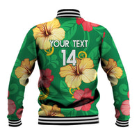 Custom Vanuatu Cricket Baseball Jacket 2024 Tropical Flowers Version LT14 - Polynesian Pride