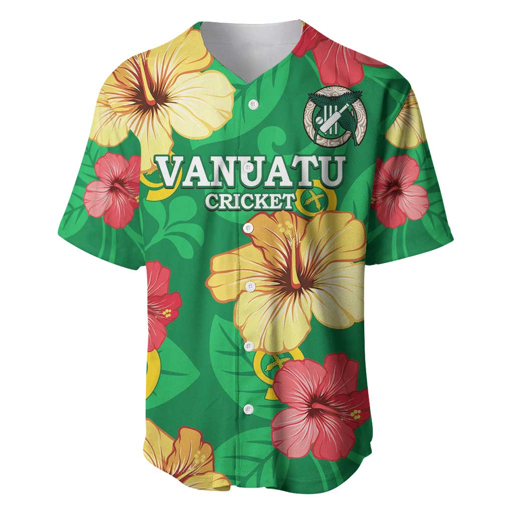 Custom Vanuatu Cricket Baseball Jersey 2024 Tropical Flowers Version