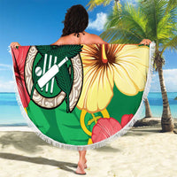 Custom Vanuatu Cricket Beach Blanket 2024 Tropical Flowers Version LT14 - Polynesian Pride