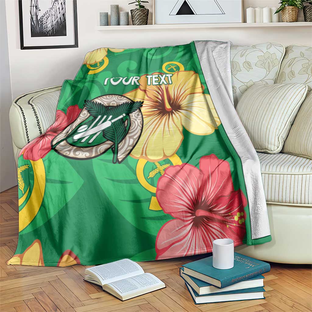 Custom Vanuatu Cricket Blanket 2024 Tropical Flowers Version