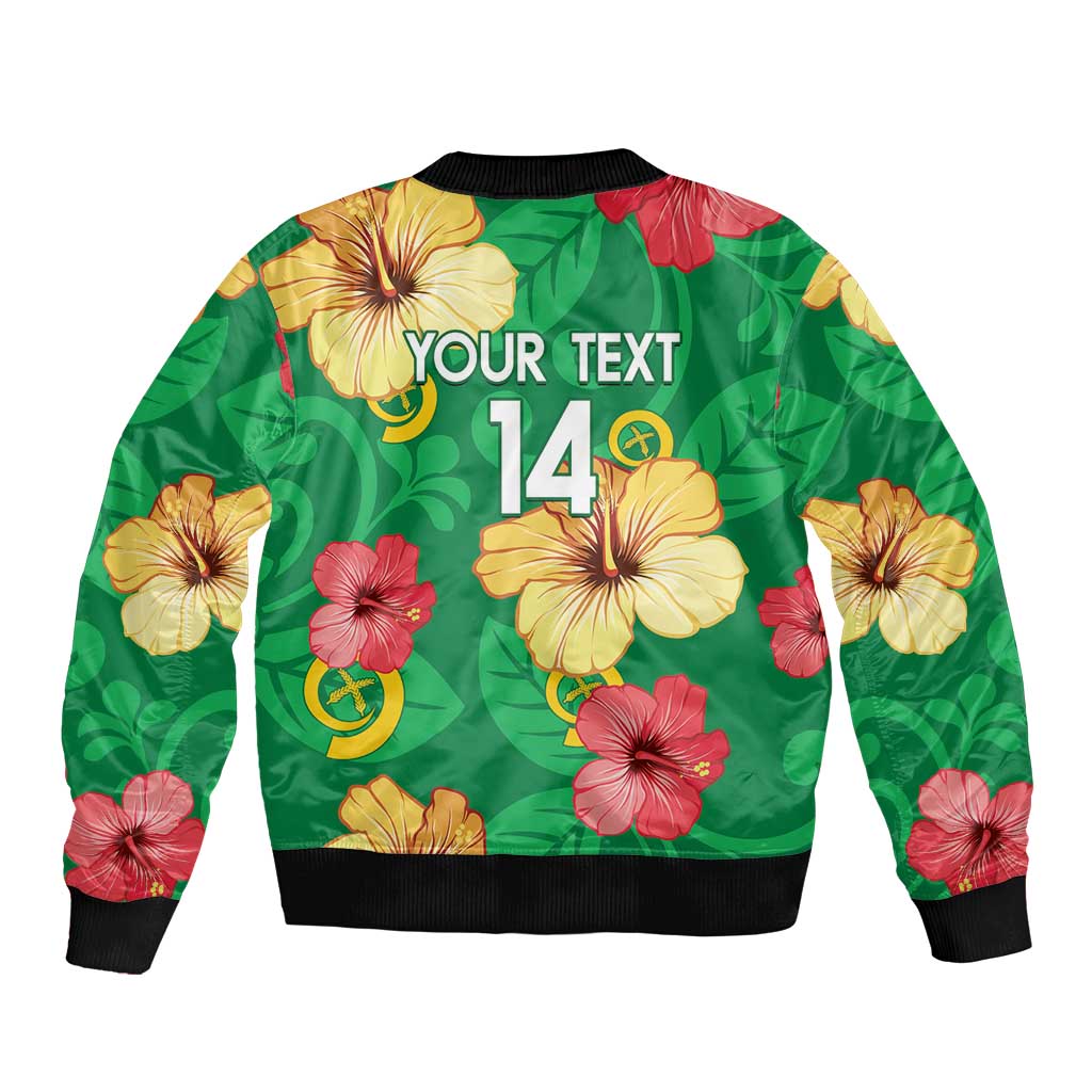 Custom Vanuatu Cricket Bomber Jacket 2024 Tropical Flowers Version LT14 - Polynesian Pride