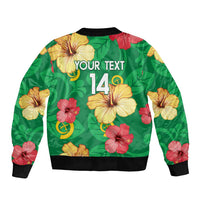 Custom Vanuatu Cricket Bomber Jacket 2024 Tropical Flowers Version LT14 - Polynesian Pride