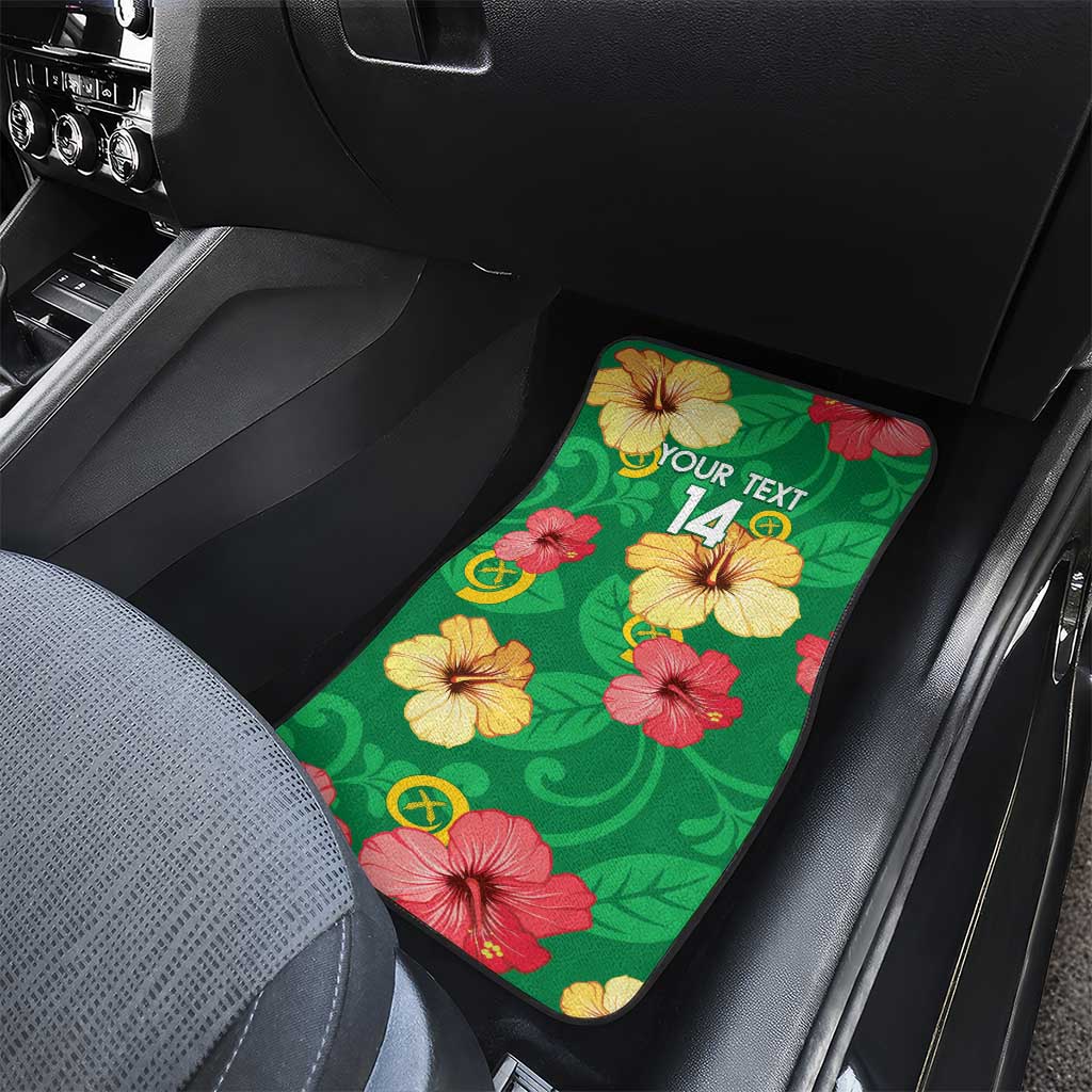 Custom Vanuatu Cricket Car Mats 2024 Tropical Flowers Version LT14 - Polynesian Pride
