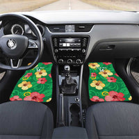 Custom Vanuatu Cricket Car Mats 2024 Tropical Flowers Version LT14 Set 2pcs - Front Green - Polynesian Pride