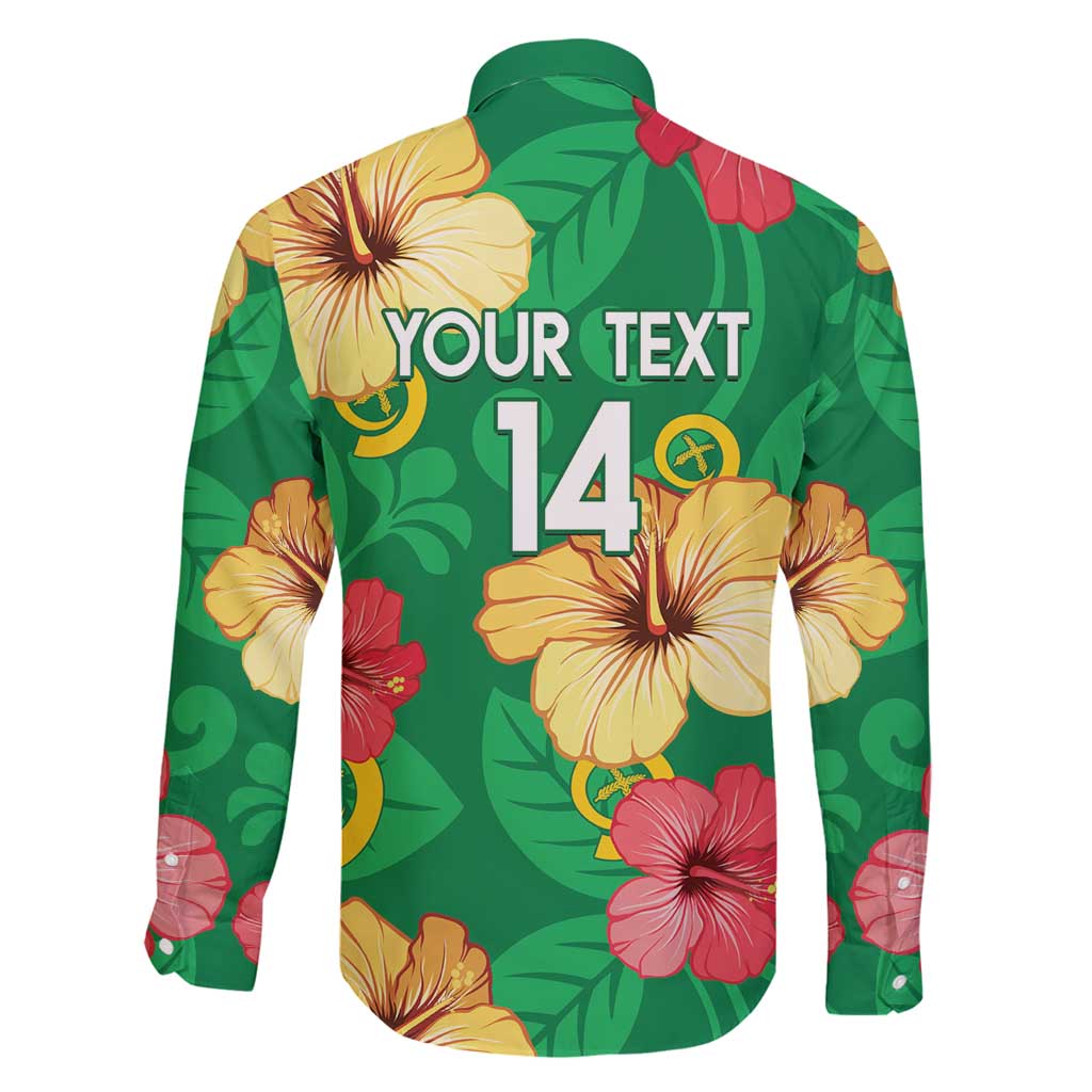 Custom Vanuatu Cricket Family Matching Long Sleeve Bodycon Dress and Hawaiian Shirt 2024 Tropical Flowers Version