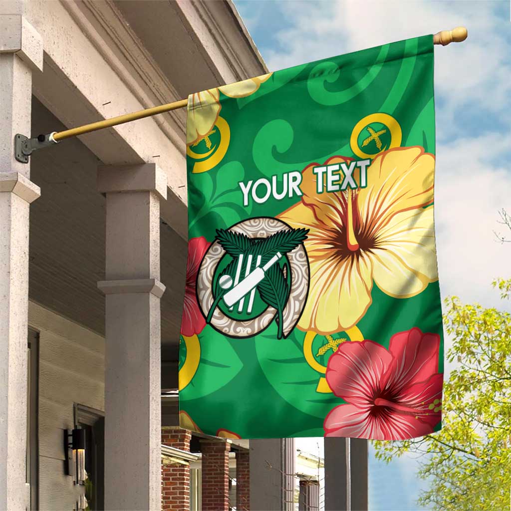 Custom Vanuatu Cricket Garden Flag 2024 Tropical Flowers Version LT14 House Flag Green - Polynesian Pride