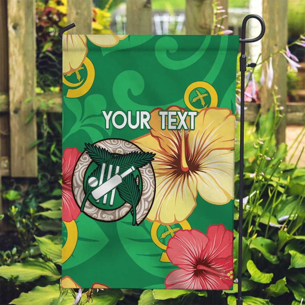 Custom Vanuatu Cricket Garden Flag 2024 Tropical Flowers Version LT14 Garden Flag Green - Polynesian Pride