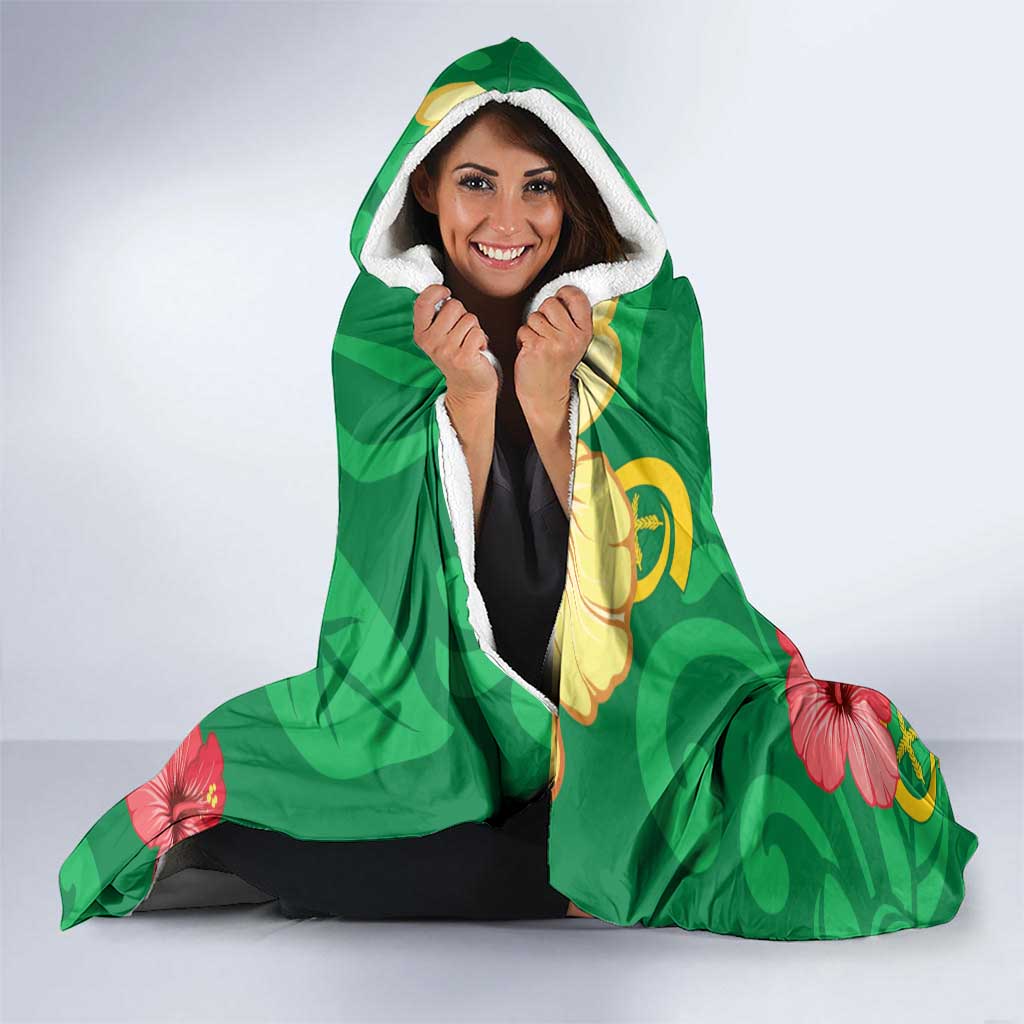 Custom Vanuatu Cricket Hooded Blanket 2024 Tropical Flowers Version LT14 - Polynesian Pride