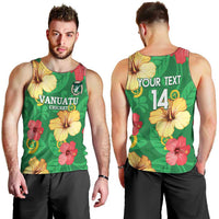 Custom Vanuatu Cricket Men Tank Top 2024 Tropical Flowers Version LT14 - Polynesian Pride