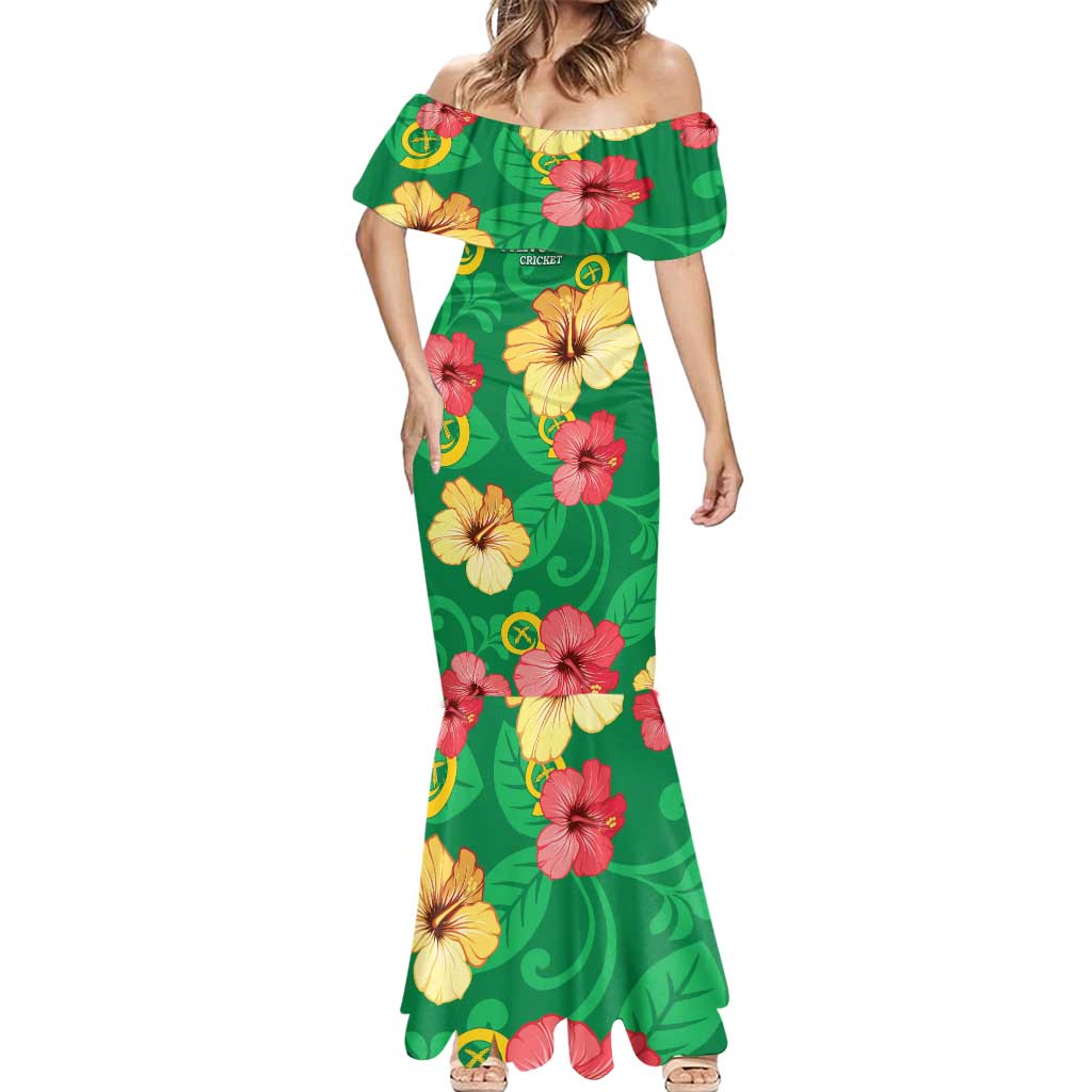 Custom Vanuatu Cricket Mermaid Dress 2024 Tropical Flowers Version