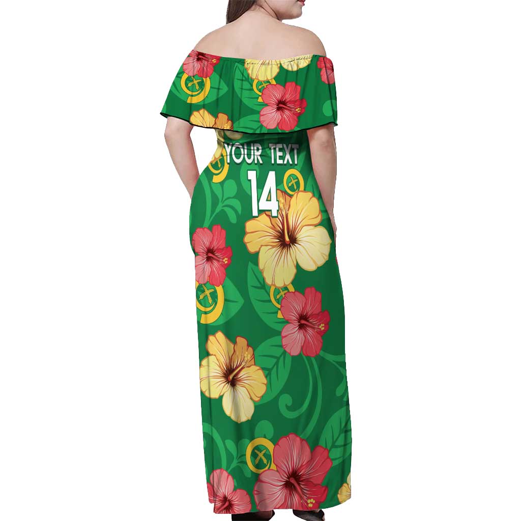 Custom Vanuatu Cricket Off Shoulder Maxi Dress 2024 Tropical Flowers Version LT14 - Polynesian Pride