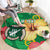 Custom Vanuatu Cricket Round Carpet 2024 Tropical Flowers Version