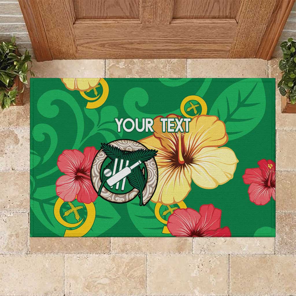 Custom Vanuatu Cricket Rubber Doormat 2024 Tropical Flowers Version