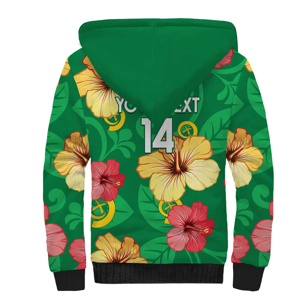 Custom Vanuatu Cricket Sherpa Hoodie 2024 Tropical Flowers Version LT14 - Polynesian Pride