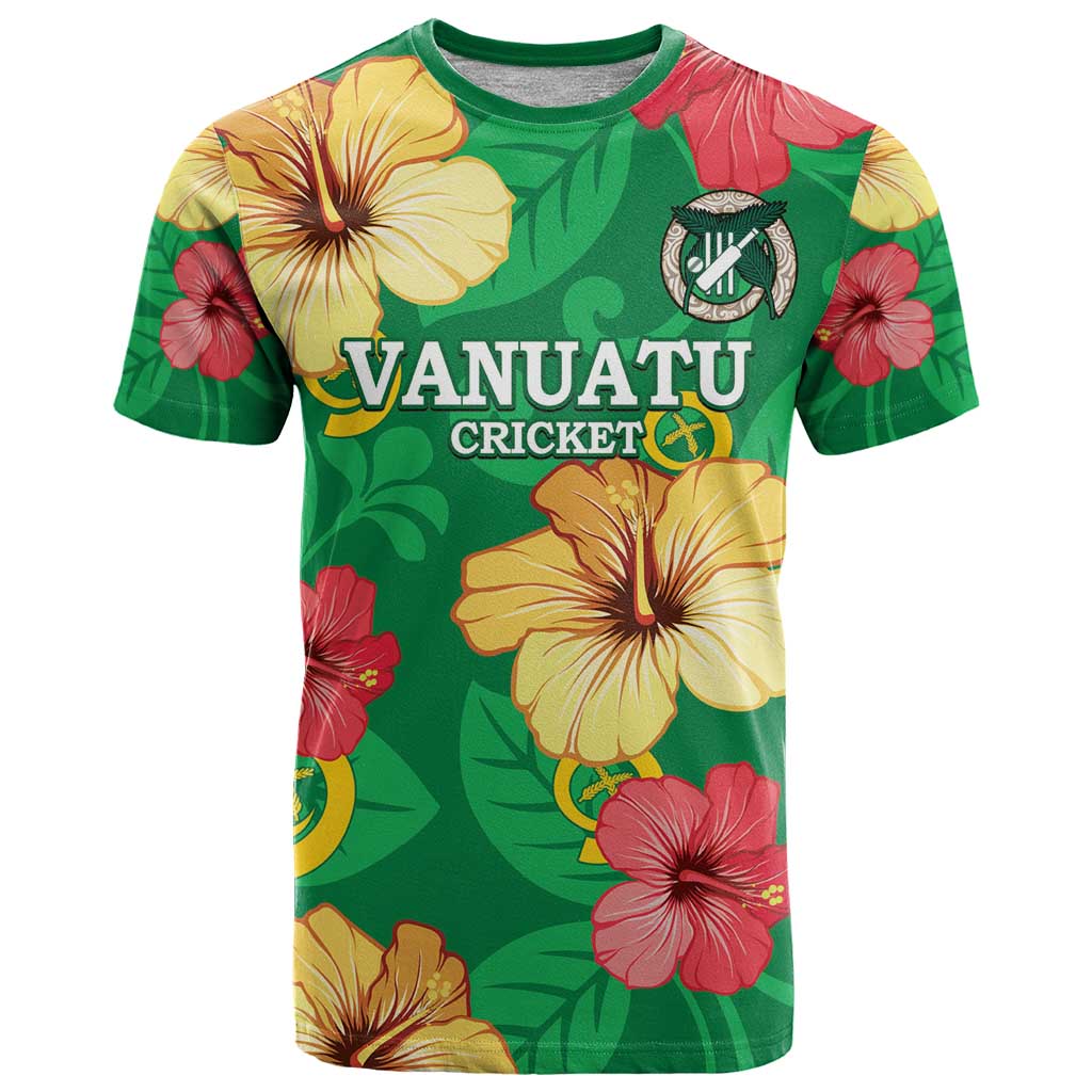 Custom Vanuatu Cricket T Shirt 2024 Tropical Flowers Version