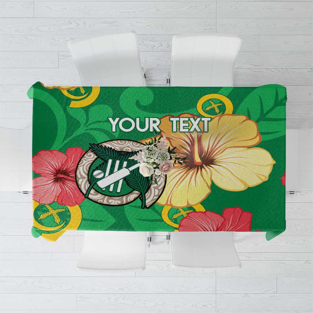Custom Vanuatu Cricket Tablecloth 2024 Tropical Flowers Version LT14 Green - Polynesian Pride