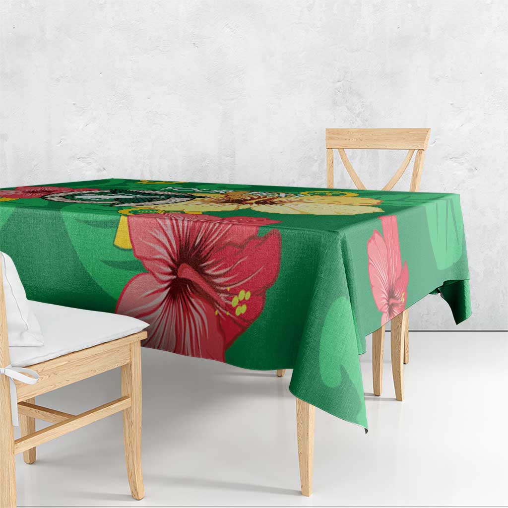 Custom Vanuatu Cricket Tablecloth 2024 Tropical Flowers Version LT14 - Polynesian Pride