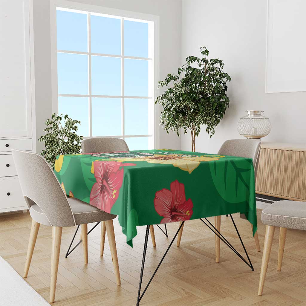 Custom Vanuatu Cricket Tablecloth 2024 Tropical Flowers Version LT14 - Polynesian Pride