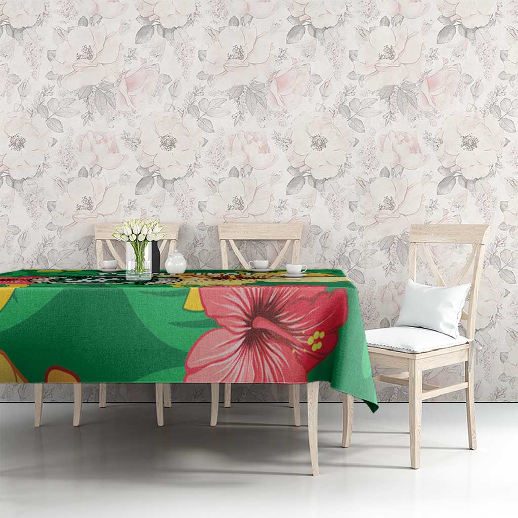 Custom Vanuatu Cricket Tablecloth 2024 Tropical Flowers Version LT14 - Polynesian Pride