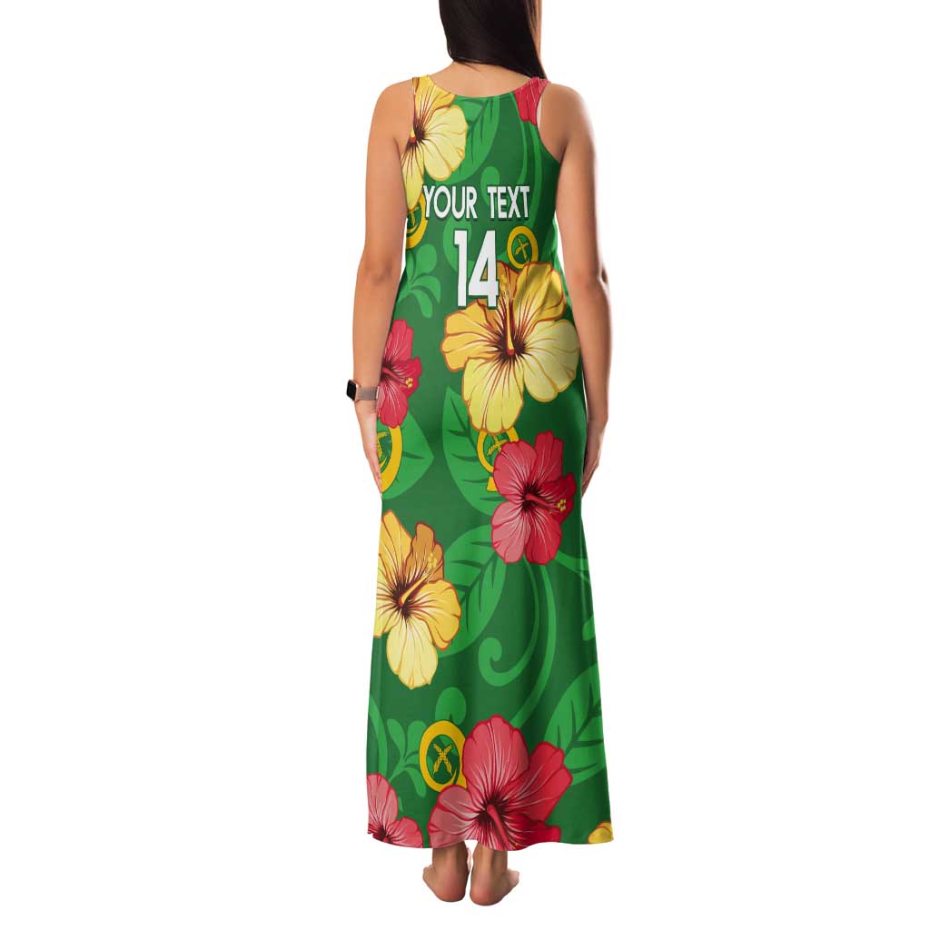 Custom Vanuatu Cricket Tank Maxi Dress 2024 Tropical Flowers Version LT14 - Polynesian Pride