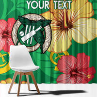 Custom Vanuatu Cricket Window Curtain 2024 Tropical Flowers Version LT14 - Polynesian Pride