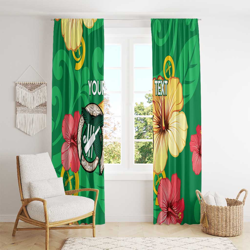 Custom Vanuatu Cricket Window Curtain 2024 Tropical Flowers Version LT14 - Polynesian Pride