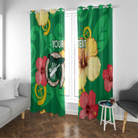 Custom Vanuatu Cricket Window Curtain 2024 Tropical Flowers Version LT14 With Grommets Green - Polynesian Pride
