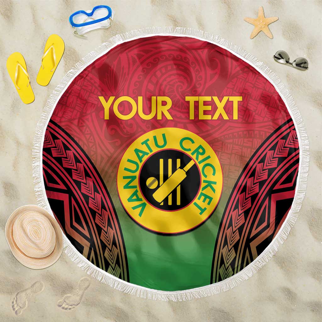 Custom Vanuatu Cricket Beach Blanket 2024 Polynesian Pattern Sporty Style LT14 One Size 150cm Red - Polynesian Pride