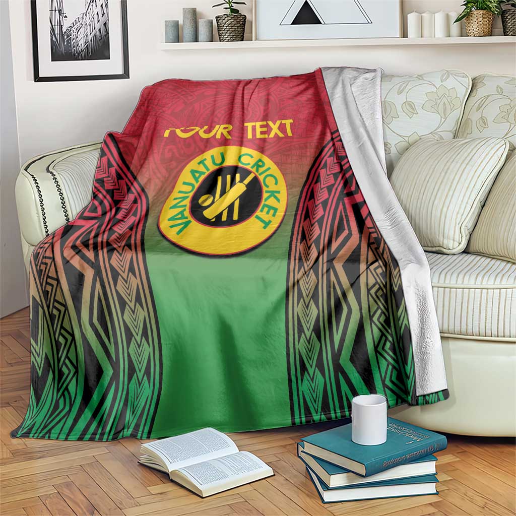 Custom Vanuatu Cricket Blanket 2024 Polynesian Pattern Sporty Style LT14 Red - Polynesian Pride