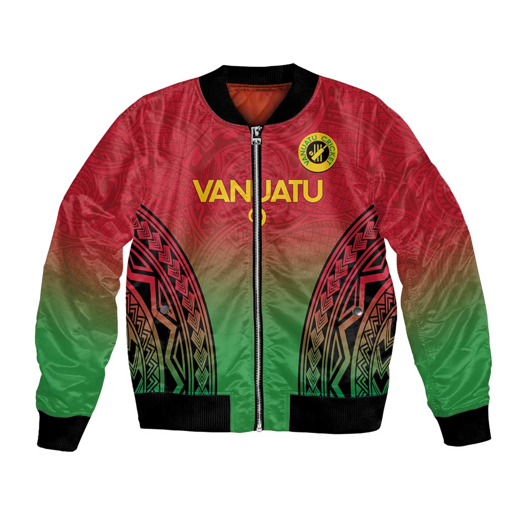 Custom Vanuatu Cricket Bomber Jacket 2024 Polynesian Pattern Sporty Style