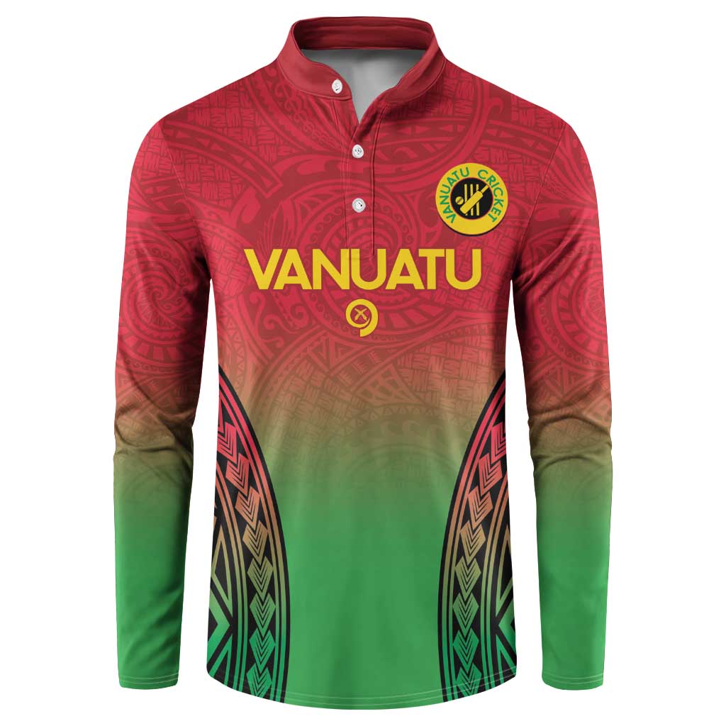 Custom Vanuatu Cricket Button Sweatshirt 2024 Polynesian Pattern Sporty Style