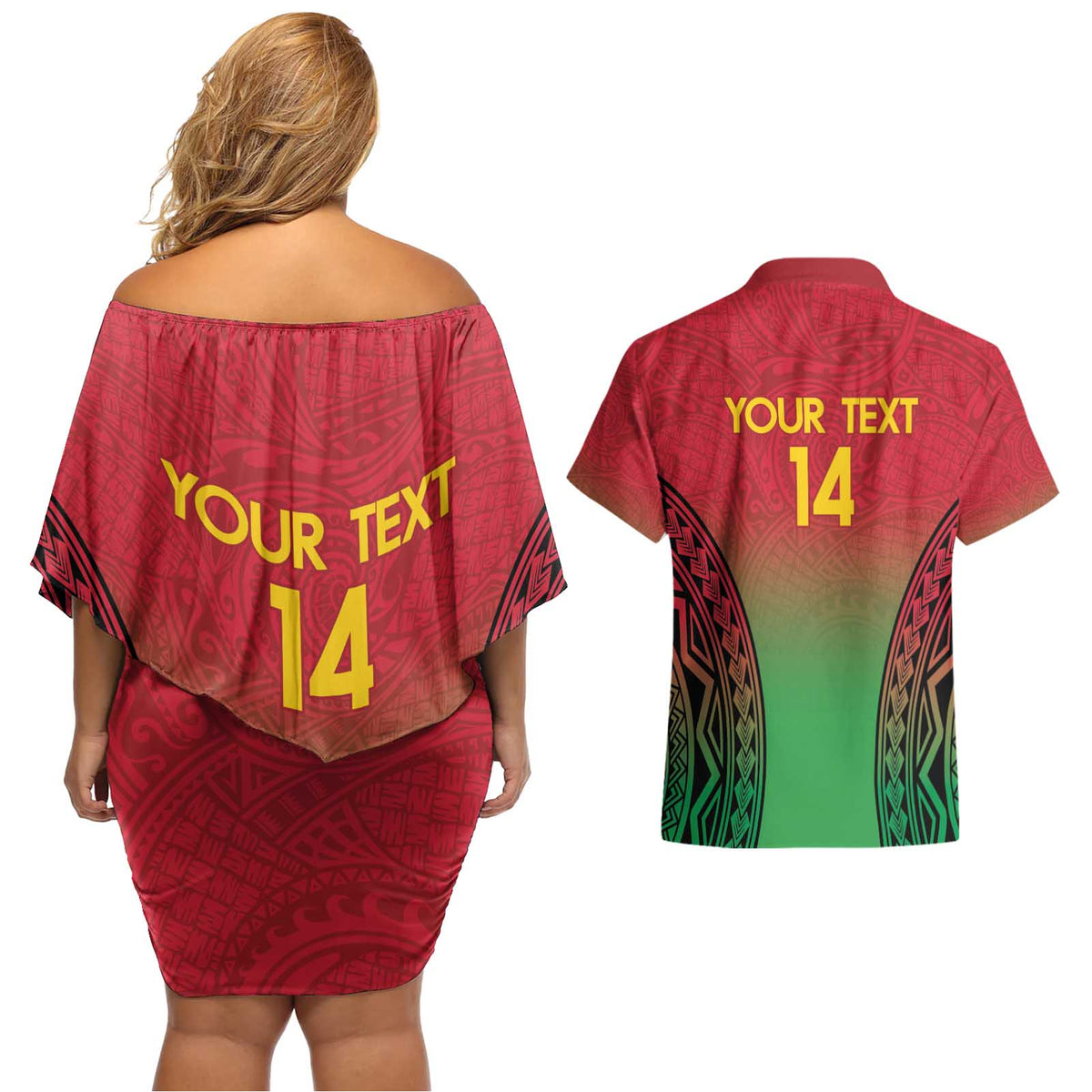 Custom Vanuatu Cricket Couples Matching Off Shoulder Short Dress and Hawaiian Shirt 2024 Polynesian Pattern Sporty Style LT14 - Polynesian Pride