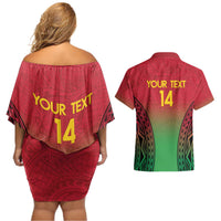 Custom Vanuatu Cricket Couples Matching Off Shoulder Short Dress and Hawaiian Shirt 2024 Polynesian Pattern Sporty Style LT14 - Polynesian Pride