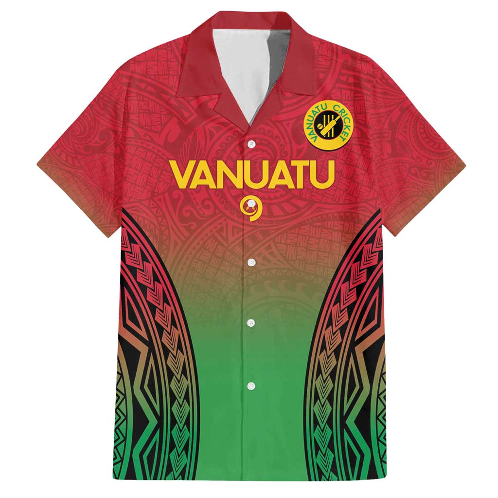 Custom Vanuatu Cricket Family Matching Tank Maxi Dress and Hawaiian Shirt 2024 Polynesian Pattern Sporty Style LT14 Dad's Shirt - Short Sleeve Red - Polynesian Pride