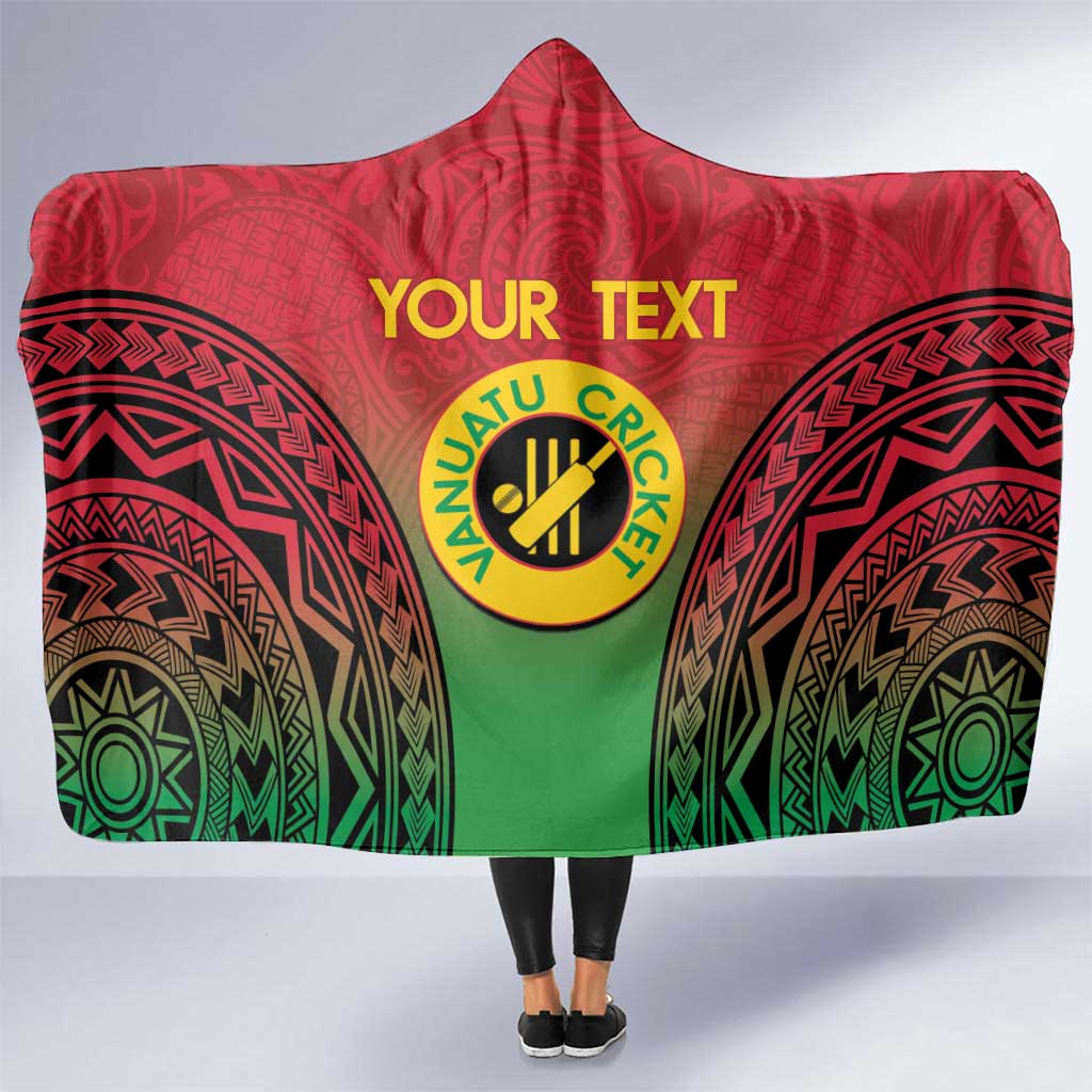 Custom Vanuatu Cricket Hooded Blanket 2024 Polynesian Pattern Sporty Style LT14 One Size Red - Polynesian Pride